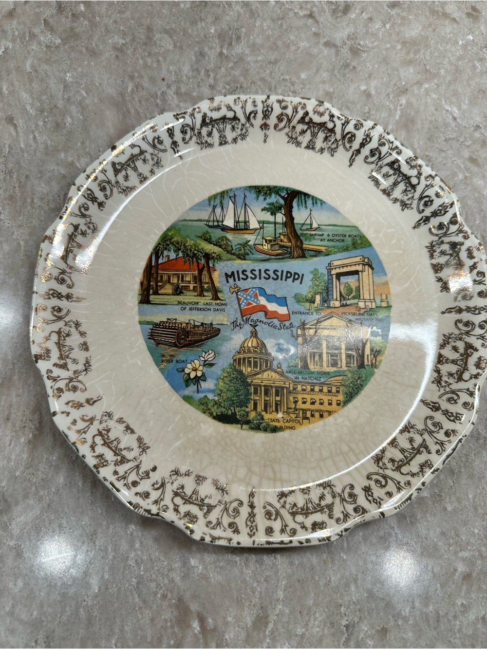 Vintage Homer Laughlin Mississippi Souvenir Collector Plate